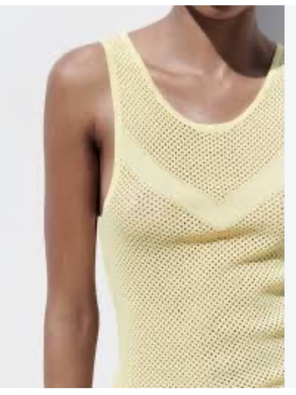 NWOT ZARA Pale Yellow Open-Knit Tank Top, Size Small